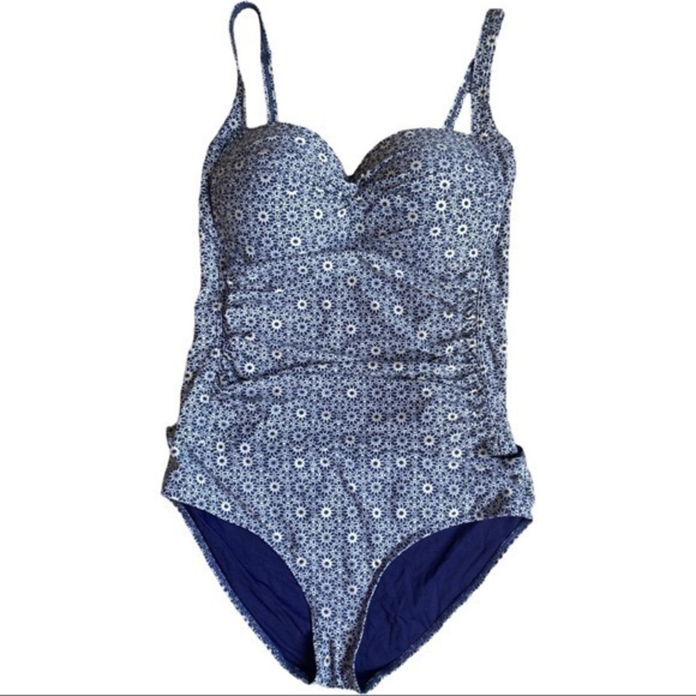 Niptuck swim multi fit cup 2 piece Tankini no size,fits size 16, lined,blue gold
